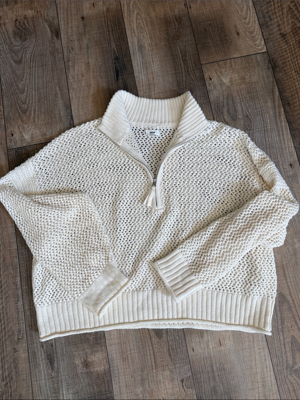 Aerie Women’s Cream Half-Zip Knit Sweater